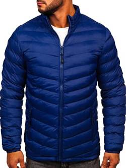 BOLF Herren Übergangsjacke Steppjacke Stehkragen Daunenjacke Reißverschluss Sportjacke Zip Wärme Freizeit Sport Basic Outdoor Casual Style SM70 Dunkelblau XXL [4D4] von BOLF