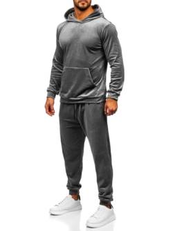 BOLF Herren Velours Sportanzug Jogginganzug Trainingsanzüge Fitnessanzug Hoodie Kapuzenpullover Set Tracksuit Workout Sport Fitness Running Gym Sportswear 0002 Grau XL [4D4] von BOLF