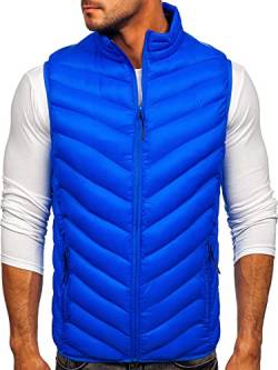 BOLF Herren Weste Stehkragen Steppweste Bodywarmer Daunenweste Reißverschluss Weste Ärmellose Sportweste Zip Wärme Freizeit Outdoor Style HDL88006 Blau M [1U1] von BOLF