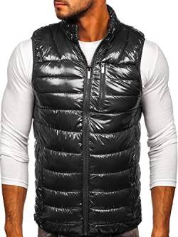 BOLF Herren Weste Stehkragen Steppweste Bodywarmer Daunenweste Reißverschluss Weste Ärmellose Sportweste Zip Wärme Freizeit Outdoor Style R0109A Dunkelgrau 3XL [1U1] von BOLF