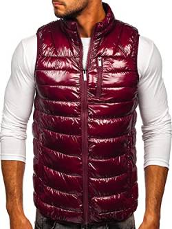 BOLF Herren Weste Stehkragen Steppweste Bodywarmer Daunenweste Reißverschluss Weste Ärmellose Sportweste Zip Wärme Freizeit Outdoor Style R0109A Weinrot XL [1U1] von BOLF