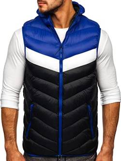 BOLF Herren Weste mit Kapuze Steppweste Bodywarmer Kapuzenweste Daunenweste Reißverschluss Weste Ärmellose Sportweste Zip Wärme Freizeit Outdoor Style HDL88004 Dunkelblau L [1U1] von BOLF