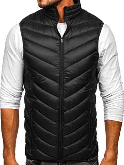 BOLF Herren Weste mit Stehkragen Steppweste Bodywarmer Daunenweste Reißverschluss Ärmellose Sportweste Zip Wärme Freizeit Outdoor Style 13073 Schwarz L [1U1] von BOLF