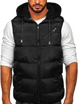 BOLF Herren Weste mit Stehkragen Steppweste Bodywarmer Daunenweste Reißverschluss Ärmellose Sportweste Zip Wärme Freizeit Outdoor Style 7126 Schwarz M [1U1] von BOLF