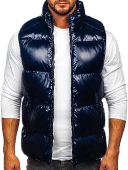 BOLF Herren Weste mit Stehkragen Steppweste Bodywarmer Daunenweste Reißverschluss Ärmellose Sportweste Zip Wärme Freizeit Outdoor Style 9968 Dunkelblau XXL [1U1] von BOLF