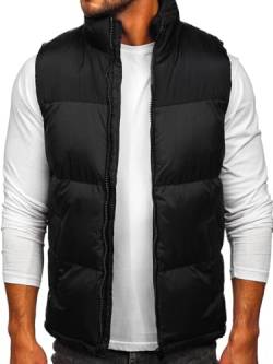 BOLF Herren Weste mit Stehkragen Steppweste Bodywarmer Daunenweste Reißverschluss Ärmellose Sportweste Zip Wärme Freizeit Outdoor Style 9969 Schwarz XL [1U1] von BOLF