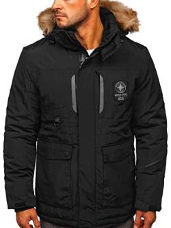 BOLF Herren Winterjacke Gefüttert mit Kapuze Kapuzenjacke Wärm Winter Herbst Freizeit Outdoor Casual Style 1827 Schwarz 3XL [4D4] von BOLF