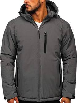 BOLF Herren Winterjacke Skijacke Snowboardjacke mit Reißverschluss und Kapuze Bündchen Outdoor Freizeit Mix J.STYLE HH011 Dunkelgrau M [4D4] von BOLF