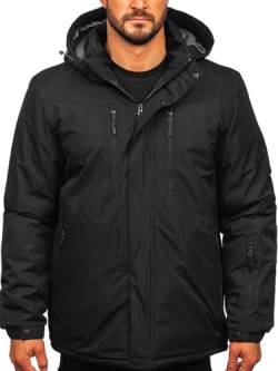 BOLF Herren Winterjacke Steppjacke Gefüttert Übergangsjacke mit Kapuze Daunenjacken-Optik Puffer Wärm Winter Freizeit Outdoor Casual Style 22M320 Schwarz XL [4D4] von BOLF