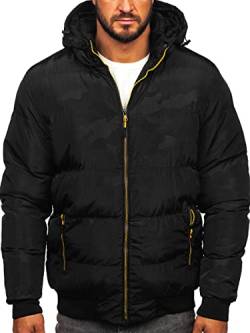 BOLF Herren Winterjacke Steppjacke Sportjacke Daunenjacke Puffer Jacket Kapuze Stehkragen Warm Gefüttert Gepolstert Wasserabweisend Winddicht Outdoor Casual Style Street Look 7270 Schwarz M [4D4] von BOLF