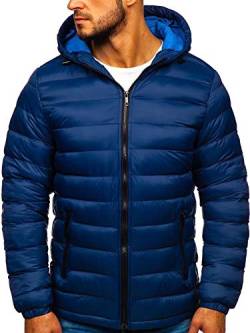 BOLF Herren Winterjacke Steppjacke mit Kapuze Daunenjacke Reißverschluss Sportjacke Zip Wärme Freizeit Outdoor Basic Casual Style JP1101 Dunkelblau XL [4D4] von BOLF