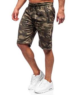 BOLF Kurze Hosen Shorts Sweatshorts Laufshorts Sport Sommer Baumwolle Soft Weicher Stoff elastische Bund mit Kordel und Eingriffstaschen Camouflage Military Style JX700 Khaki L [7G7] von BOLF