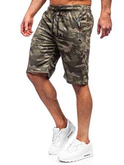 BOLF Kurze Hosen Shorts Sweatshorts Laufshorts Sport Sommer Baumwolle Soft Weicher Stoff elastische Bund mit Kordel und Eingriffstaschen Camouflage Military Style JX701 Khaki M [7G7] von BOLF