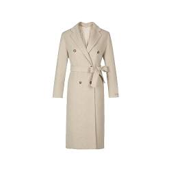 BOLIYVAN Damen Wollmantel, Warm Winterjacke, Vintage Mantel mit zwei geräumige Taschen, Beige Damenmantel Coat Dufflecoat Lange sale langer wool von BOLIYVAN