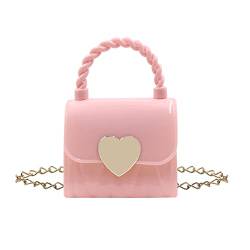 BOLLEY JOSS Elegante Mini-Geldbörse für kleine Mädchen, niedliche Handtasche, transparente Umhängetasche, Pink-Herz, Einheitsgröße von BOLLEY JOSS