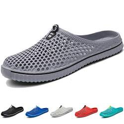 BOLOG Clogs Pantoletten Sommer Breathable Hausschuhe Sandalen Home Slippers Aqua Hohl AntiRutsch Gartenschuhe Badeschuhe Strandschuhe Damen Herren, Grey, 37 EU von BOLOG