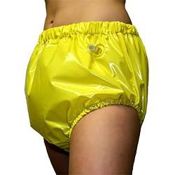 Gelbe aufblasbare sexy Latex-Windel-Shorts-Abdeckung mit elastischem Band, Düsen, Gummi, lose Unterhose, Unterwäsche, Hose, Blau, Herren, XXL von BOLYKI