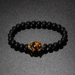 Tigerauge-Obsidian-Perlen-Charm-Armband für Damen, Drachenklaue, Energie-Hämatit-Schmuck, Pulseira, 1,23 cm von BOLYKI