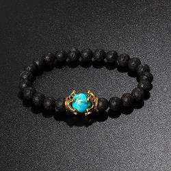 Tigerauge-Obsidian-Perlen-Charm-Armband für Damen, Drachenklaue, Energie-Hämatit-Schmuck, Pulseira, 22,17 cm von BOLYKI