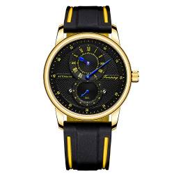 BOLYTE Neuartiges Design Silikon Armbanduhr Automatische mechanische Uhr für Herren Sport Armbanduhr Geschenke für Männer, Goldfarben/Schwarz von BOLYTE