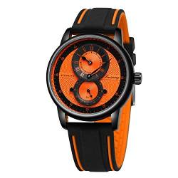 BOLYTE Neuartiges Design Silikon Armbanduhr Automatische mechanische Uhr für Herren Sport Armbanduhr Geschenke für Männer, Schwarz/Orange von BOLYTE