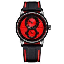 BOLYTE Neuartiges Design Silikon Armbanduhr Automatische mechanische Uhr für Herren Sport Armbanduhr Geschenke für Männer, Schwarz/Rot von BOLYTE