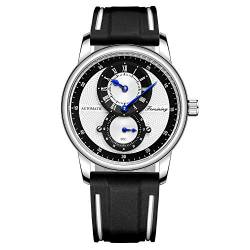 BOLYTE Neuartiges Design Silikon Armbanduhr Automatische mechanische Uhr für Herren Sport Armbanduhr Geschenke für Männer, Schwarz/Weiß von BOLYTE