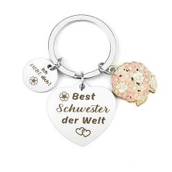 BOMEON Schlüsselanhänger Schwester,Weihnachtsgeschenke für Schwester, Geschenk Schwester, Geschenk für Schwester Geburtstag,Sinnvolles Geschenk für Schwester,Beste Personalisierte Schwester Geschenke von BOMEON