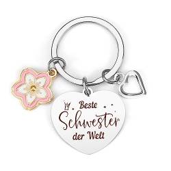 Schlüsselanhänger Schwester Geschenk für Schwester Weihnachtsgeschenke Schwester Beste Schwester Geschenke Personalisierte Geburtstagsgeschenk Ostergeschenk Schwester Freundschaft Glücksbringer von BOMEON