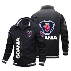 BOMMEL Leichte Herren Bomberjacke Für Scania Print Durchgehendem Reißverschluss Fliegerjacke Varsity Baseball Jacken Frühlings Herbst Langarm Mäntel Mit Taschen,A,XXL von BOMMEL