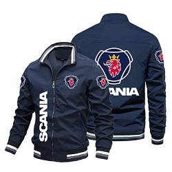 BOMMEL Leichte Herren Bomberjacke Für Scania Print Durchgehendem Reißverschluss Fliegerjacke Varsity Baseball Jacken Frühlings Herbst Langarm Mäntel Mit Taschen,B,L von BOMMEL