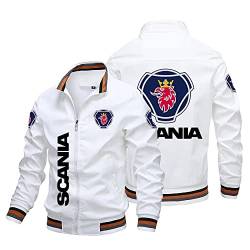 BOMMEL Leichte Herren Bomberjacke Für Scania Print Durchgehendem Reißverschluss Fliegerjacke Varsity Baseball Jacken Frühlings Herbst Langarm Mäntel Mit Taschen,E,L von BOMMEL