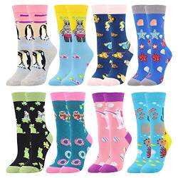 BONANGEL Damen Lustige Bunte Socken,Mädchensocken witzige Strümpfe, Fun Gemusterte Muster Socken, Verrückte Socken Modische Oddsocks Mehrfarbig Klassisch als Geschenk, Neuheit Sneaker von BONANGEL