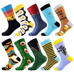 BONANGEL Herren Lustige Bunte Socken, Herren witzige Strümpfe, Fun Gemusterte Muster Socken, Verrückte Socken Modische Mehrfarbig Klassisch als Geschenk, Neuheit Sneaker Crew Socken von BONANGEL