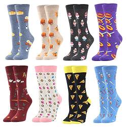 Damen Lustige Bunte Socken,Mädchensocken witzige Strümpfe, Fun Gemusterte Muster Socken, Verrückte Socken Modische Oddsocks Mehrfarbig Klassisch als Geschenk, Neuheit Sneaker (8 Pairs-Boxcat) von BONANGEL