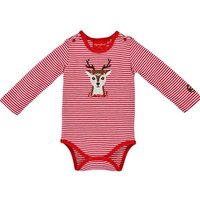 BONDI Langarmbody Baby Body "Lausmadl" mit Rehmotiv 86559 - Rot Geringelt, Mädchen Wäsche Baumwolle von BONDI