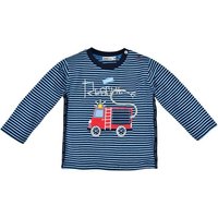 BONDI Langarmshirt Baby Jungen Pullover "Rescue Team" 91432, Blau - Oberteil Geringelt Feuerwehr Stickerei von BONDI