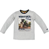 BONDI Langarmshirt Kinder Jungen Pullover "Workforce" Geringelt 33133, Grau Weiß - Shirt Traktor Print (1-tlg) von BONDI