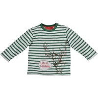 BONDI Langarmshirt Ringelshirt "Lausbub" mit Hirschmotiv 91456, Baby Jungen Pullover Grau Grün von BONDI