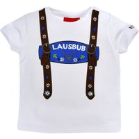 BONDI T-Shirt Baby Jungen Hosenträger Trachten Shirt "Lausbub" 91325, Kurzarm Weiß Blau von BONDI