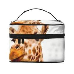 Abstrakte Illustration Reise Make-up Tasche für Frauen, wasserdichte Kosmetiktasche Faltbare Kulturbeutel Lehrer Geschenke, Giraffe in New York, Einheitsgröße von BONDIJ