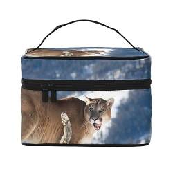 Abstrakte Illustration Reise Make-up Tasche für Frauen, wasserdichte Kosmetiktasche Faltbare Kulturbeutel Lehrer Geschenke, Panther Mountain Lion, Einheitsgröße von BONDIJ