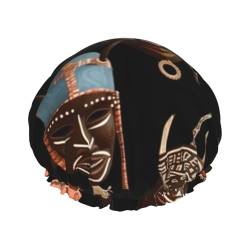 African Ritual Ethnic Tribal Printed Shower Cap for Women Waterproof Bath Caps Reusable Double Layered Shower Hat Bathing Shower Caps for Men Ladies Spa Salon von BONDIJ
