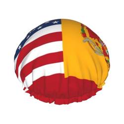 Amerikanische Spanien-Flagge, bedruckte Duschhaube für Frauen, wasserdichte Badekappen, wiederverwendbar, doppellagig, Duschhut, Badeduschkappen für Männer, Damen, Spa, Salon von BONDIJ