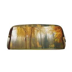 Autumn Park Bedrucktes Leder Federmäppchen Tragbare Reise Make-up Tasche Große Kapazität Kulturbeutel Reißverschluss Aufbewahrungstasche für Frauen Mädchen, gold, Einheitsgröße, Taschen-Organizer von BONDIJ