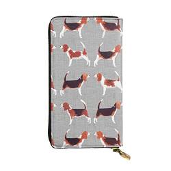 BONDIJ Beagle Patterns Damen Geldbörsen PU Leder Lange Reißverschluss Kartenetui Mehrere Kartenfächer Clutch, Schwarz , Einheitsgröße von BONDIJ