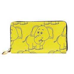 BONDIJ Damen Geldbörsen - PU-Leder Langer Reißverschluss Kartenetui - Weißer Elefant Mehrere Kartenfächer Clutch für Frauen, Schwarz, Einheitsgröße, Schwarz , Einheitsgröße von BONDIJ