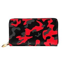 BONDIJ Damen-Geldbörsen – PU-Leder langer Reißverschluss Kartenetui – Rot Camo Mehrere Kartenfächer Clutch für Frauen, Schwarz, Einheitsgröße, Schwarz , Einheitsgröße von BONDIJ