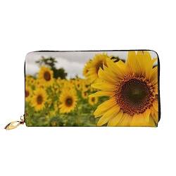 BONDIJ Damen-Geldbörsen – PU-Leder langer Reißverschluss Kartenetui – gelbes Sonnenblumenfeld mehrere Kartenfächer Clutch für Frauen, Gelbe Sonnenblume, Einheitsgröße von BONDIJ