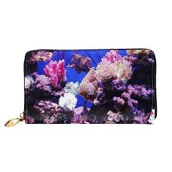 BONDIJ Damen-Geldbörsen – PU-Leder langer Reißverschluss Kartenetui – gelbes Sonnenblumenfeld mehrere Kartenfächer Clutch für Frauen, Underwater World Coral, Einheitsgröße von BONDIJ